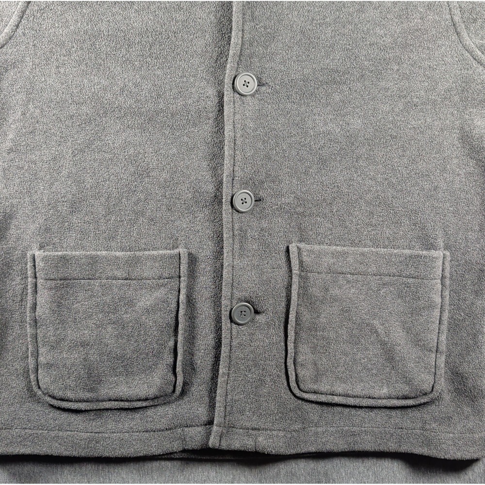 Boxy 90s Fleece Shacket w/ Pockets Gray Sz Medium Grunge Gorpcore Giordano Vtg - Picture 9 of 9
